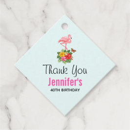 Rosa Flamingo & Tropical Hibiscus Finare Tack Gåvor Etiketter