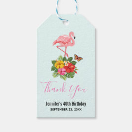 Rosa Flamingo & Tropical Hibiscus Finare Tack Presentetikett