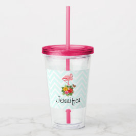 Rosa Flamingo & Tropical Hibiscus Finare Take Away Mugg