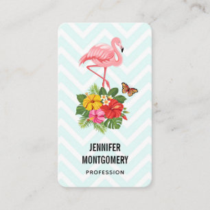 Rosa Flamingo & Tropical Hibiscus Finare Visitkort