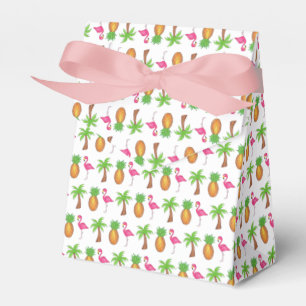 Rosa Flamingo Tropical Island Handflatan Träd Pine Presentaskar