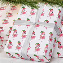 Rosa Flamingo Tropical Jul Wrapping Papper Presentpapper