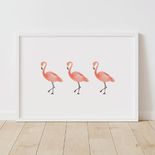 Rosa Flamingo Tropical Nursery Decor Poster