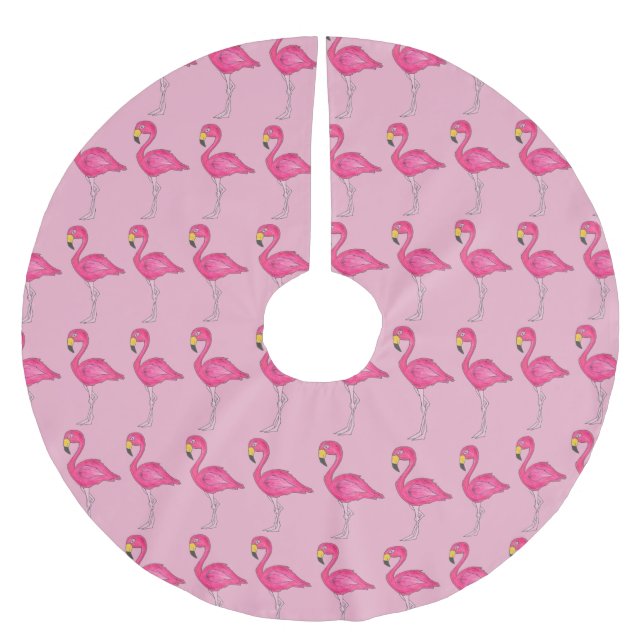 Rosa Flamingo Tropical Paradise Island Bird Julgransmatta Borstad Polyester (Framsidan)