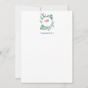 Rosa Flamingo Tropical Personlig Stationery Anteckningskort
