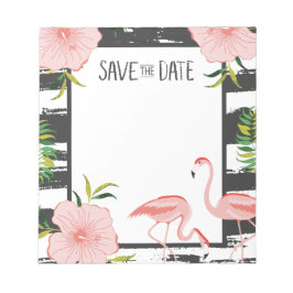 Rosa Flamingo Tropical Save Date Anteckningsblock
