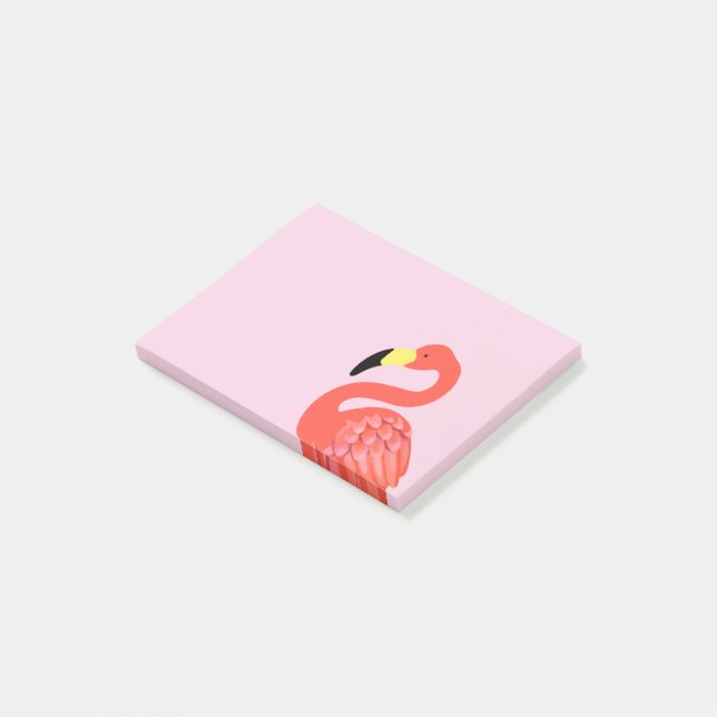 Rosa Flamingo Tropical Theme Sticky Anteckningsblo Post-it Block (Vinklad)