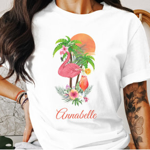 Rosa Flamingo Tropical Vacation T-Shirt