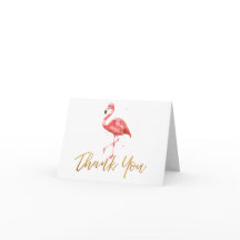 Rosa Flamingo Tropical Watercolor Guld