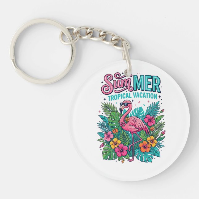Rosa Flamingo Tropisk Blomma - sommarlov  (Framsidan)