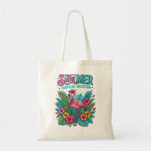 Rosa Flamingo Tropisk Blomma - sommarlov Tygkasse