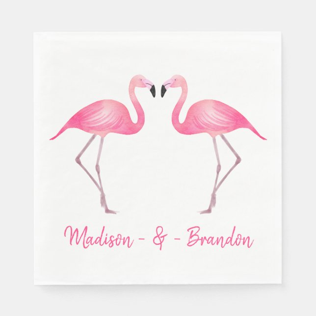 Rosa Flamingo Tropisk Bröllop Bröllopsdusch Luau Pappersservett (Framsidan)