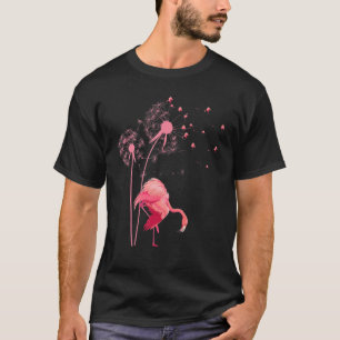 Rosa Flamingo Tropisk Fågel Maskros Blomma T Shirt