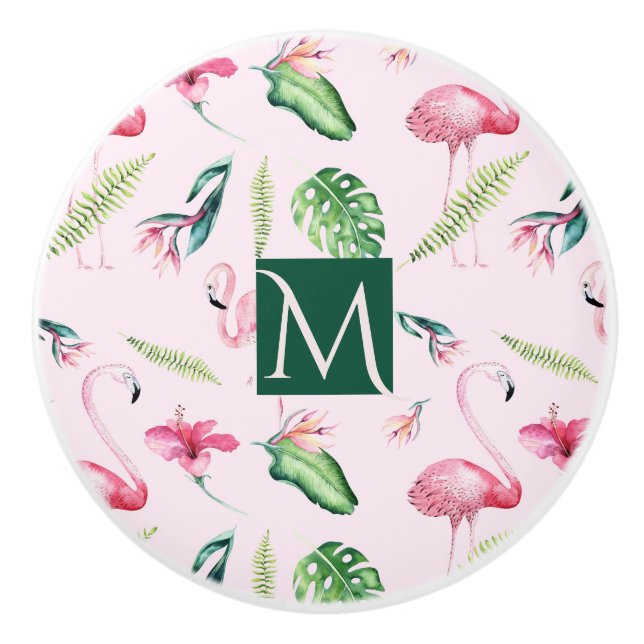 Rosa Flamingo Tropisk Hibiskus Blommig Kul Anpassa Knopp (Framsidan)