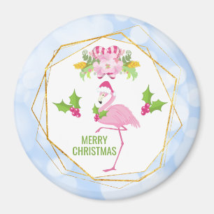 Rosa Flamingo Tropisk jul Magnet