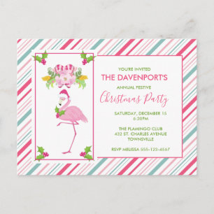 Rosa Flamingo Tropisk jul Party Vykort