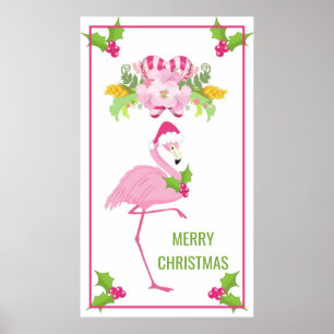 Rosa Flamingo Tropisk jul Poster