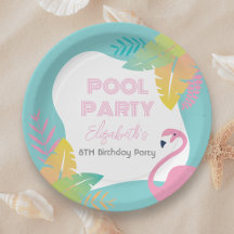 Rosa Flamingo Tropisk Poolparty Födelsedag