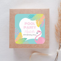 Rosa Flamingo Tropisk Poolparty Födelsedag