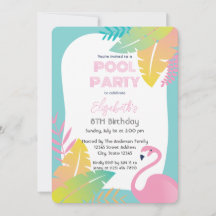 Rosa Flamingo Tropisk Poolparty Födelsedag