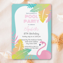 Rosa Flamingo Tropisk Poolparty Födelsedag