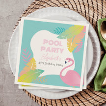 Rosa Flamingo Tropisk Poolparty Födelsedag