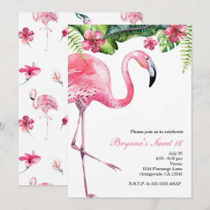 Rosa Flamingo Tropisk Sommarfest Inbjudningar