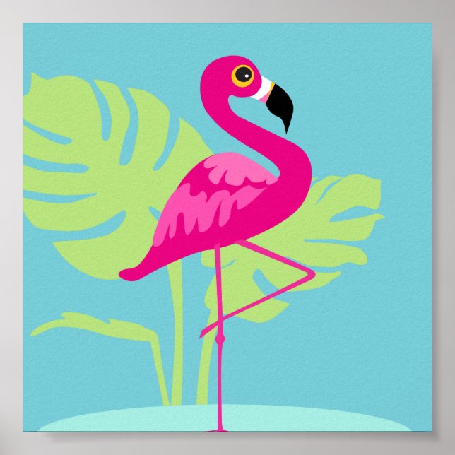 Rosa flamingo tropiska bilder poster (Framsidan)