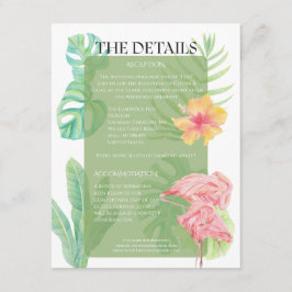 Rosa Flamingo, Tropiska blad & blomsterbröllop Tilläggskort