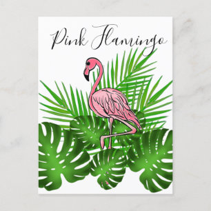 Rosa Flamingo, tropiska djungelns Löv Vykort