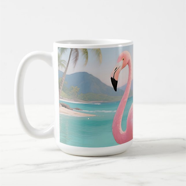 Rosa Flamingo Tropiskt Paradis Kaffemugg (Vänster)