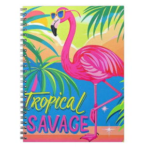 Rosa flamingo Tropiskt stående på ett ben Anteckningsbok