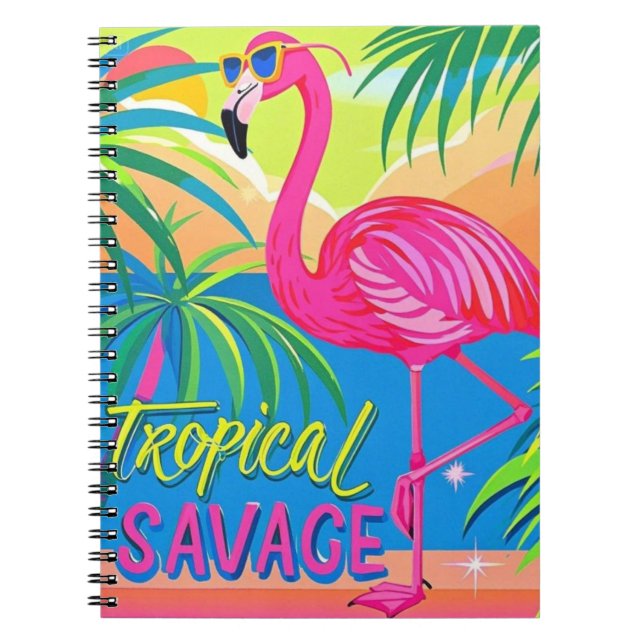 Rosa flamingo Tropiskt stående på ett ben Anteckningsbok (Framsidan)