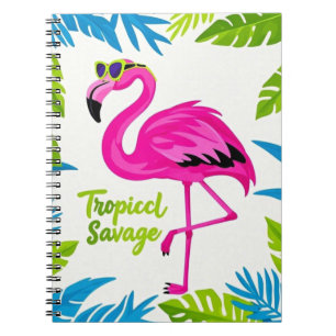 Rosa flamingo Tropiskt stående på ett ben Anteckningsbok