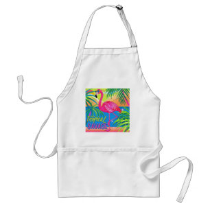 Rosa flamingo Tropiskt stående på ett ben Förkläde