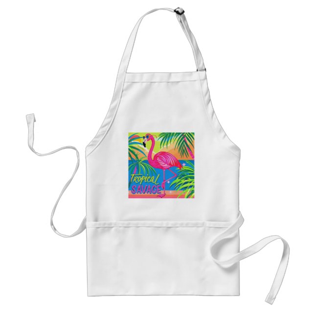Rosa flamingo Tropiskt stående på ett ben Förkläde (Framsidan)