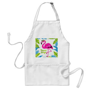 Rosa flamingo Tropiskt stående på ett ben Förkläde