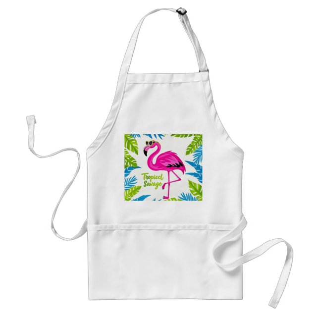 Rosa flamingo Tropiskt stående på ett ben Förkläde (Framsidan)