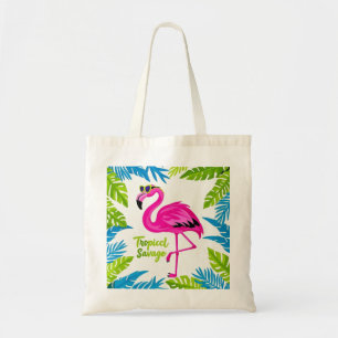 Rosa flamingo Tropiskt stående på ett ben Tygkasse