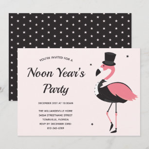 Rosa Flamingo Tuxedo Noon Years Party Inbjudningar