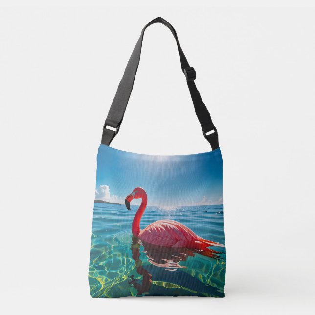 Rosa Flamingo under Himmel Axelväska (Framsida)
