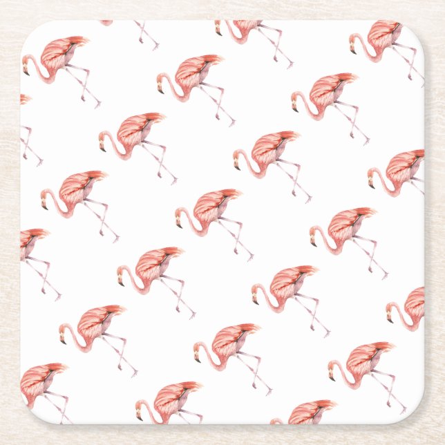 Rosa Flamingo Underlägg Papper Kvadrat (Framsidan)