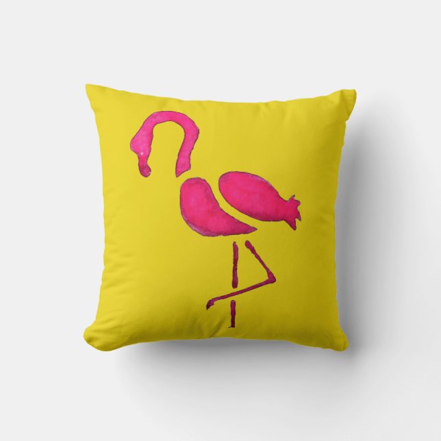 Rosa flamingo - unik popkonst kudde (Framsida)
