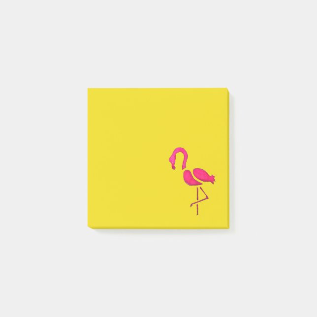 Rosa flamingo - unik popkonst post-it block (Framsida)