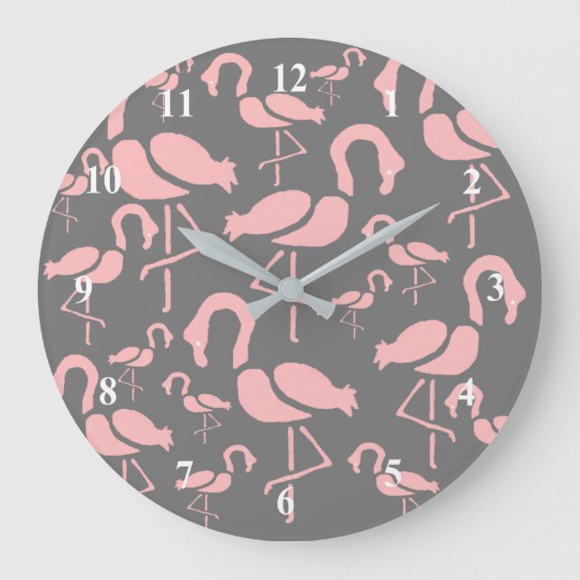 Rosa flamingo - unik popkonst stor klocka (Framsida)