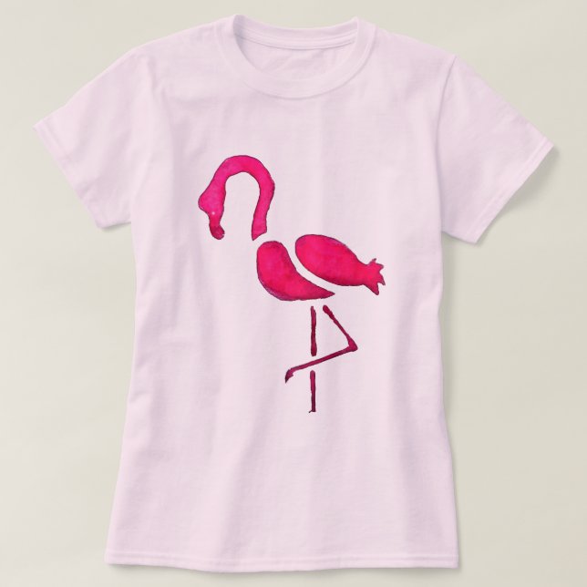 Rosa flamingo - unik popkonst t shirt (Design framsida)