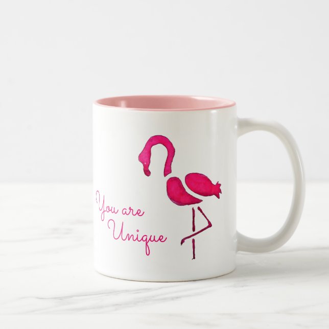 Rosa flamingo - unik popkonst Två-Tonad mugg (Höger)