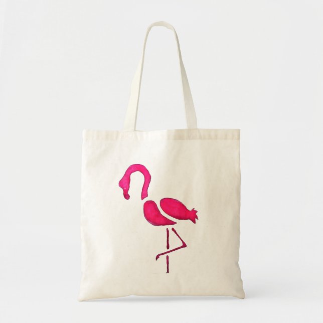 Rosa flamingo - unik popkonst tygkasse (Framsidan)