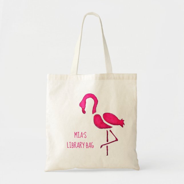 Rosa flamingo - unik popkonst tygkasse (Framsidan)