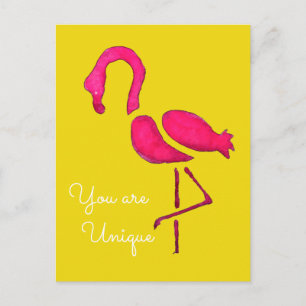 Rosa flamingo - unik popkonst vykort